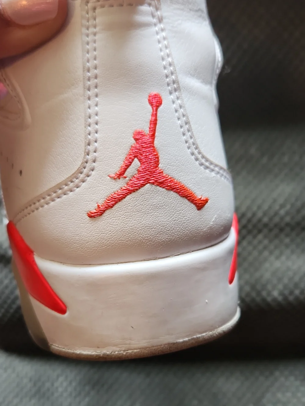 Adult High-Top Athletic Shoes in White and Coral